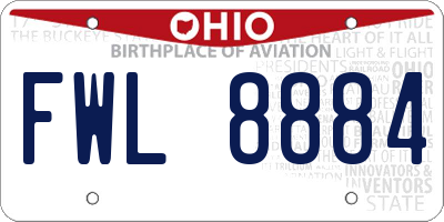 OH license plate FWL8884