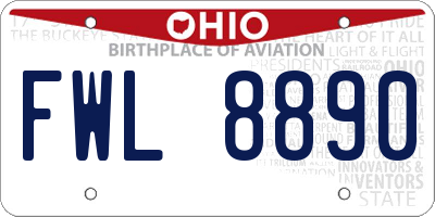 OH license plate FWL8890