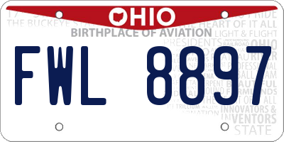 OH license plate FWL8897