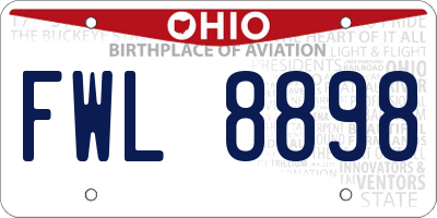 OH license plate FWL8898