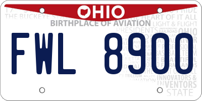 OH license plate FWL8900