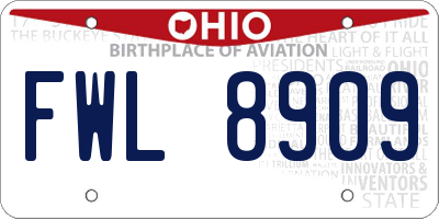 OH license plate FWL8909