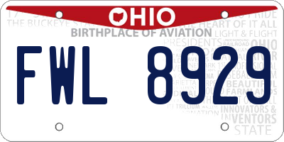 OH license plate FWL8929