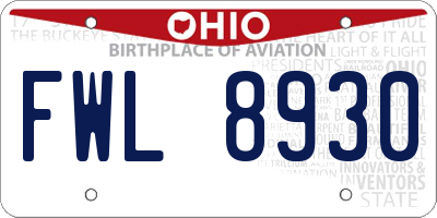 OH license plate FWL8930