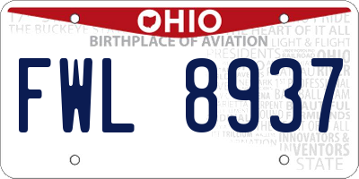 OH license plate FWL8937