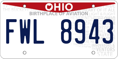 OH license plate FWL8943