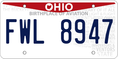 OH license plate FWL8947
