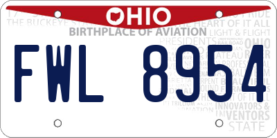 OH license plate FWL8954