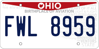 OH license plate FWL8959