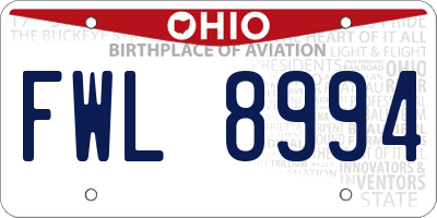 OH license plate FWL8994
