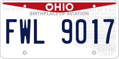 OH license plate FWL9017