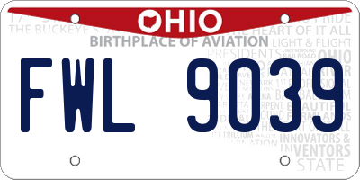 OH license plate FWL9039