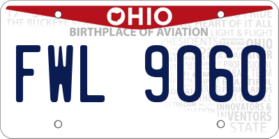 OH license plate FWL9060