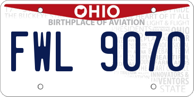OH license plate FWL9070