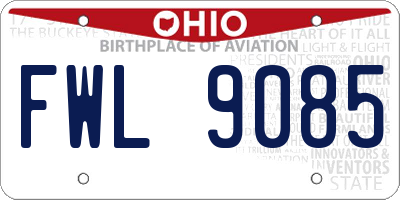 OH license plate FWL9085