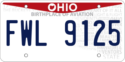 OH license plate FWL9125