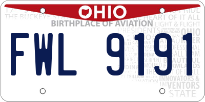 OH license plate FWL9191