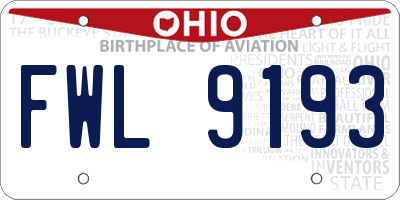 OH license plate FWL9193