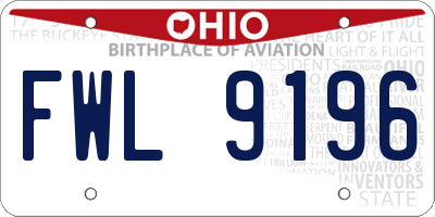 OH license plate FWL9196