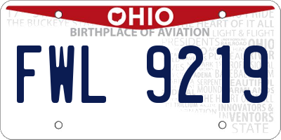 OH license plate FWL9219