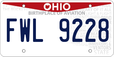 OH license plate FWL9228