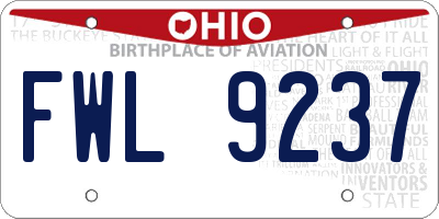OH license plate FWL9237