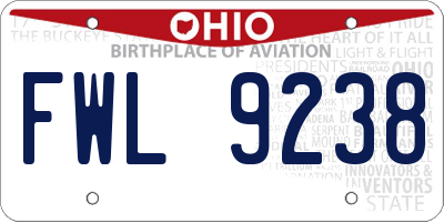 OH license plate FWL9238