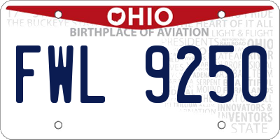 OH license plate FWL9250