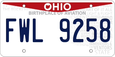 OH license plate FWL9258
