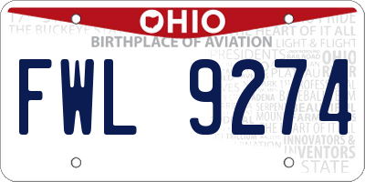 OH license plate FWL9274