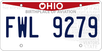 OH license plate FWL9279