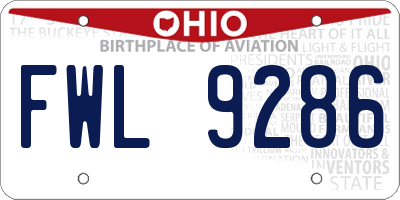 OH license plate FWL9286