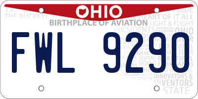 OH license plate FWL9290