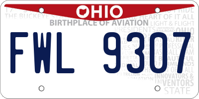 OH license plate FWL9307