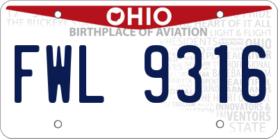 OH license plate FWL9316