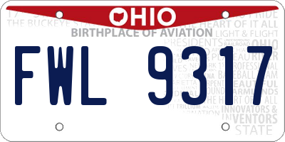 OH license plate FWL9317