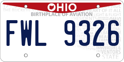 OH license plate FWL9326