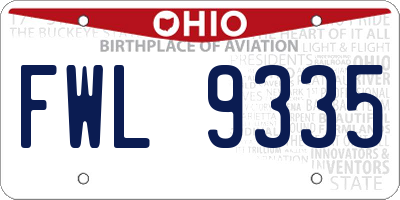 OH license plate FWL9335