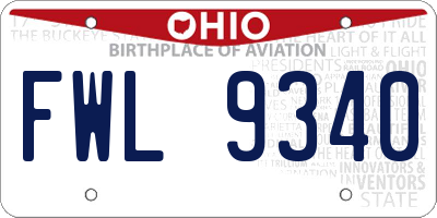 OH license plate FWL9340