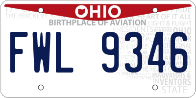 OH license plate FWL9346
