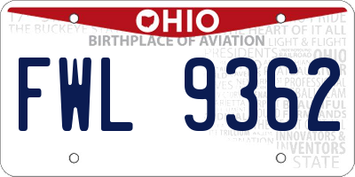 OH license plate FWL9362