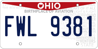 OH license plate FWL9381