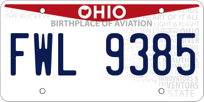 OH license plate FWL9385
