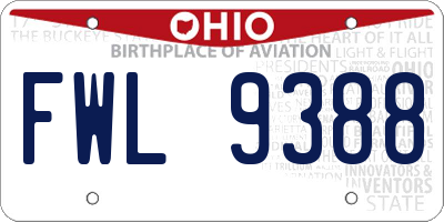 OH license plate FWL9388