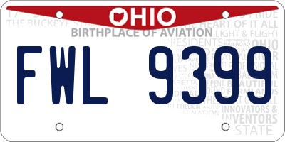 OH license plate FWL9399