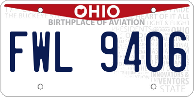 OH license plate FWL9406
