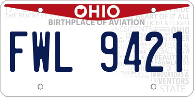 OH license plate FWL9421