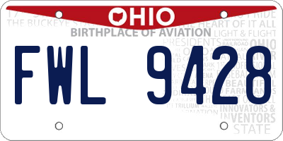 OH license plate FWL9428
