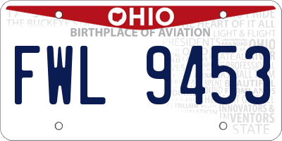 OH license plate FWL9453