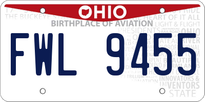 OH license plate FWL9455